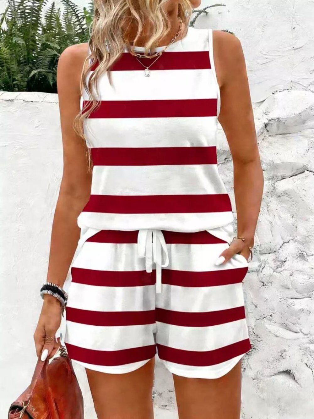 Striped Tank Top and Shorts Set